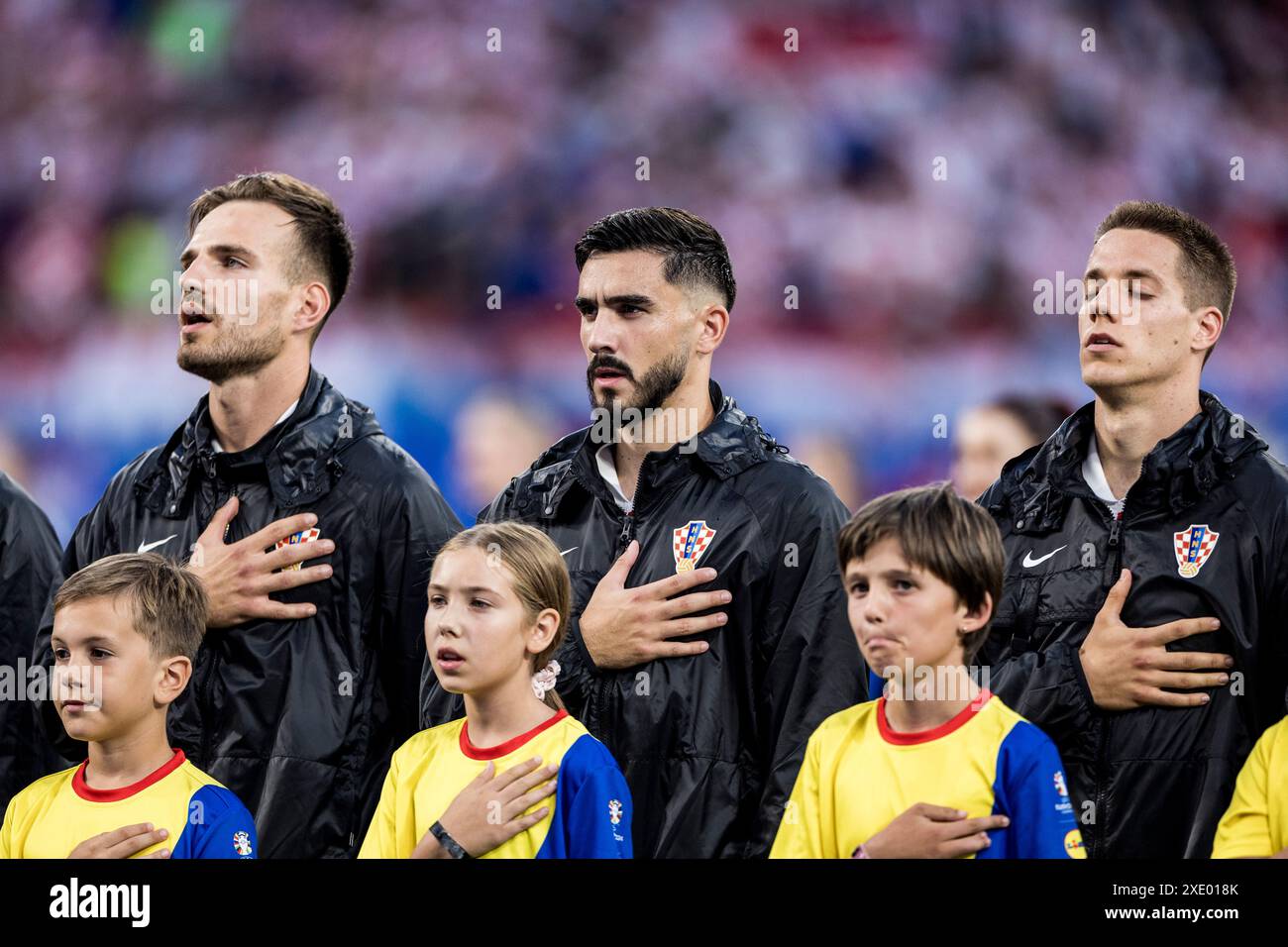 Leipzig, Allemagne. 24 juin 2024. Josip Sutalo de Croatie vu lors du match de l'UEFA Euro 2024 dans le Groupe B entre la Croatie et l'Italie au Red Bull Arena de Leipzig. Crédit : Gonzales photo/Alamy Live News Banque D'Images