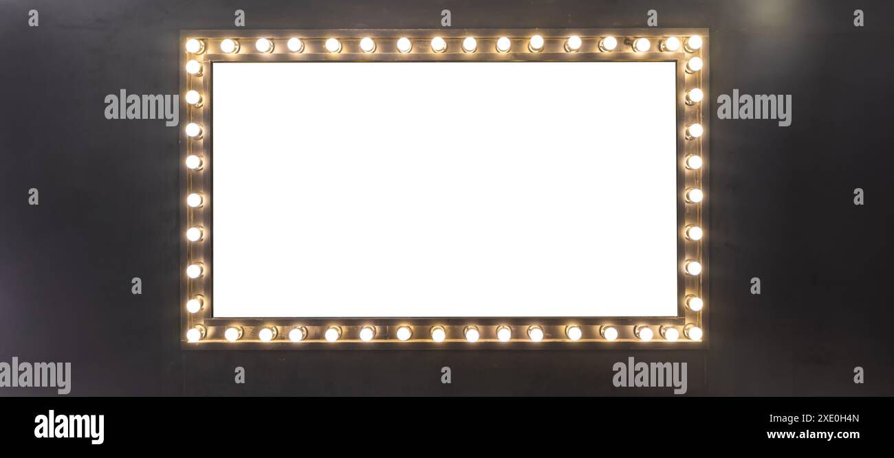 Cadre rectangulaire au néon ou enseigne horizontale aux néons. Fond abstrait vectoriel, portail. Forme géométrique de contour lumineux ou lignes lumineuses laser. Résumé Banque D'Images