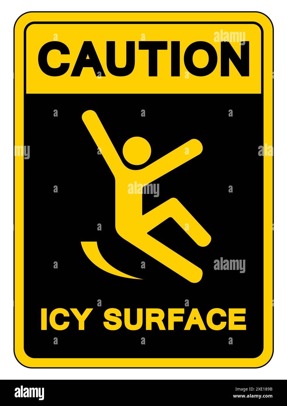 Attention Icy surface Symbol Sign, illustration vectorielle, isoler sur fond blanc étiquette. EPS10 Banque D'Images