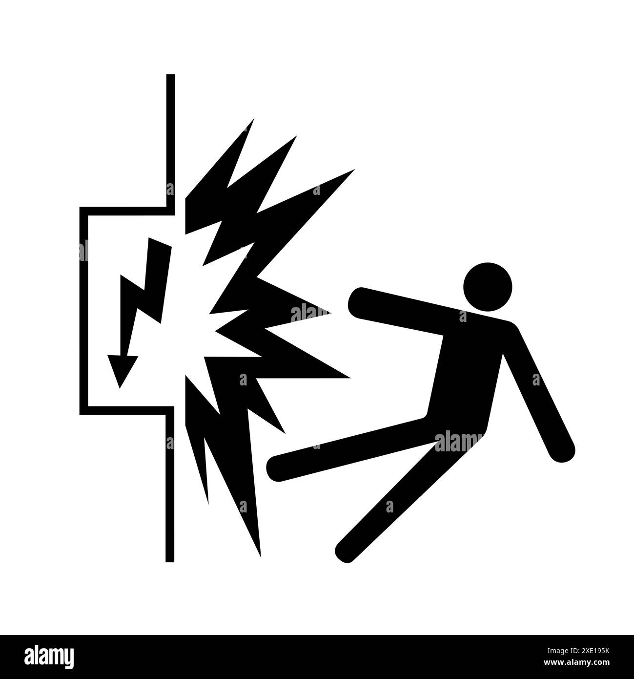 Icône noire de danger électrique, illustration vectorielle, isoler sur l'étiquette de fond blanc. EPS10 Banque D'Images