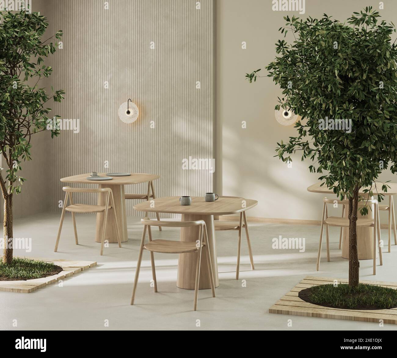 Design d'intérieur de restaurant moderne, rendu 3D. Banque D'Images