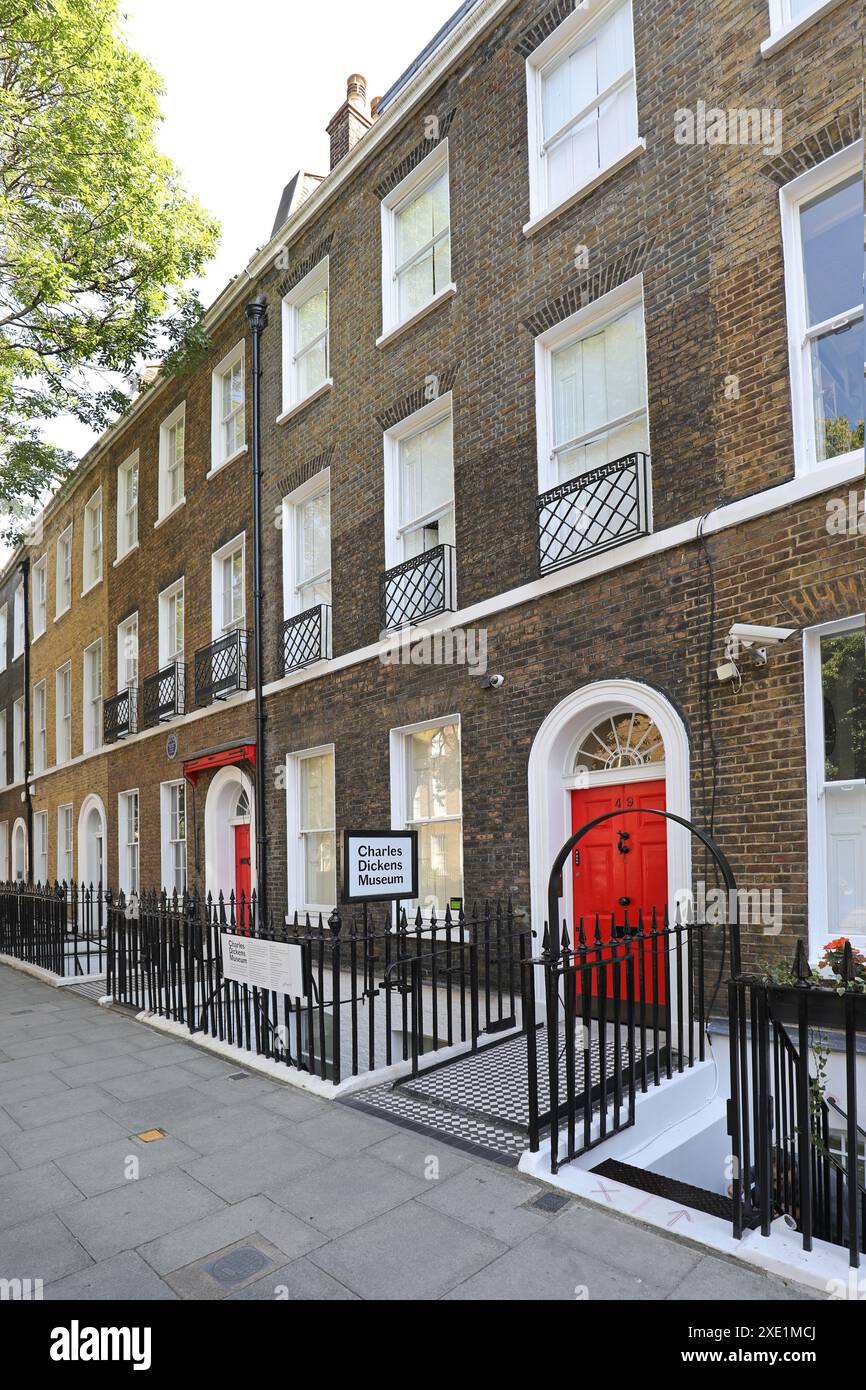 Le musée Charles Dickens au 48-49 Doughty Street, Bloomsbury, Londres, Royaume-Uni. La maison dans laquelle il a vécu et écrit 1837 - 1839. Banque D'Images
