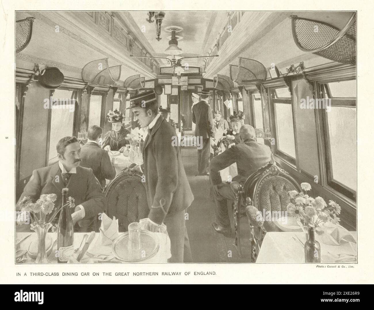 Dans un wagon-restaurant de troisième classe sur le Great Northern Railway of England. 1910 Banque D'Images