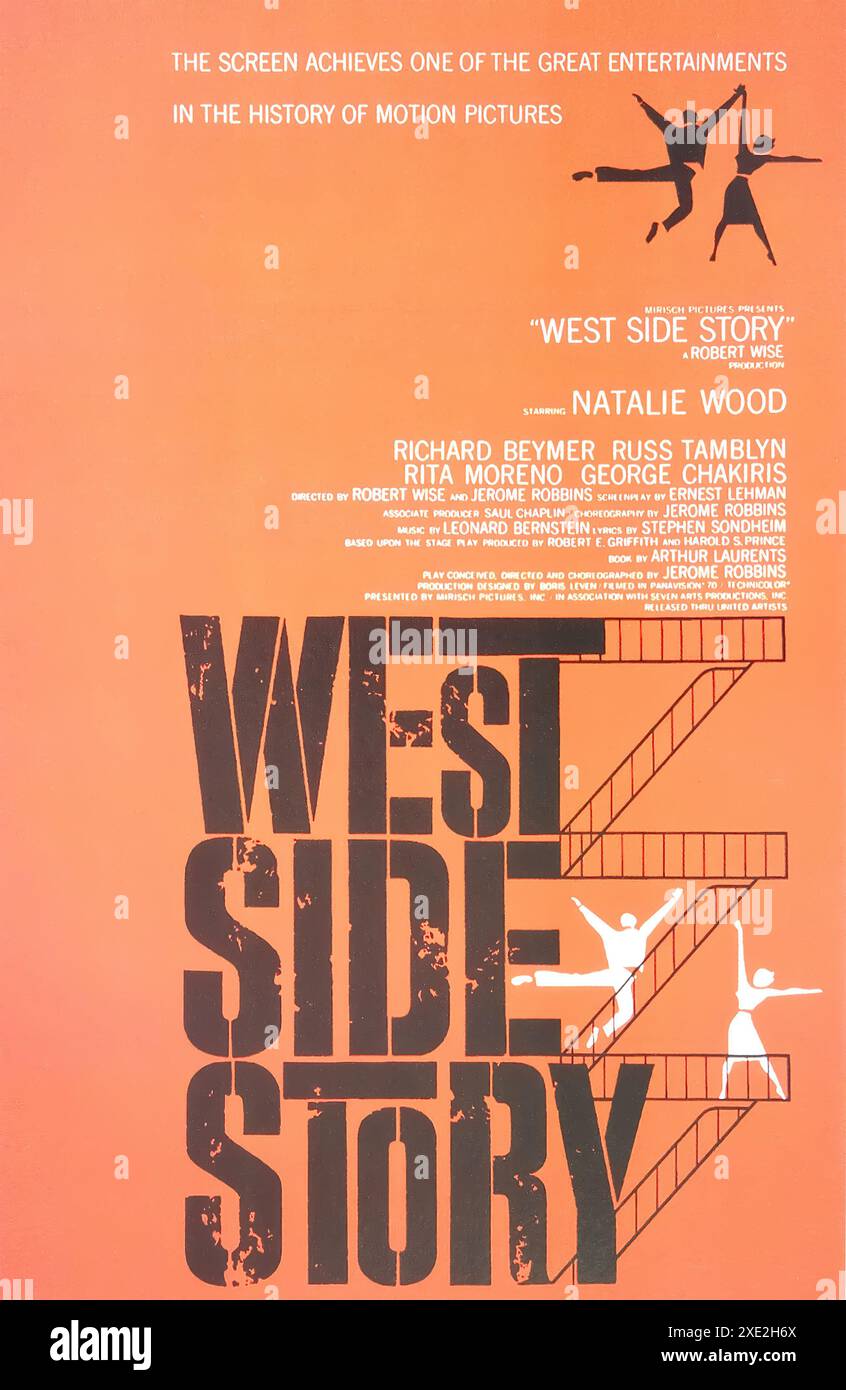 Viersen, Allemagne - 9 mai. 2024 : affiche officielle du film cinématographique du film classique West Side Story avec Natalie Wood de 1961 (focus sur le centre) Banque D'Images