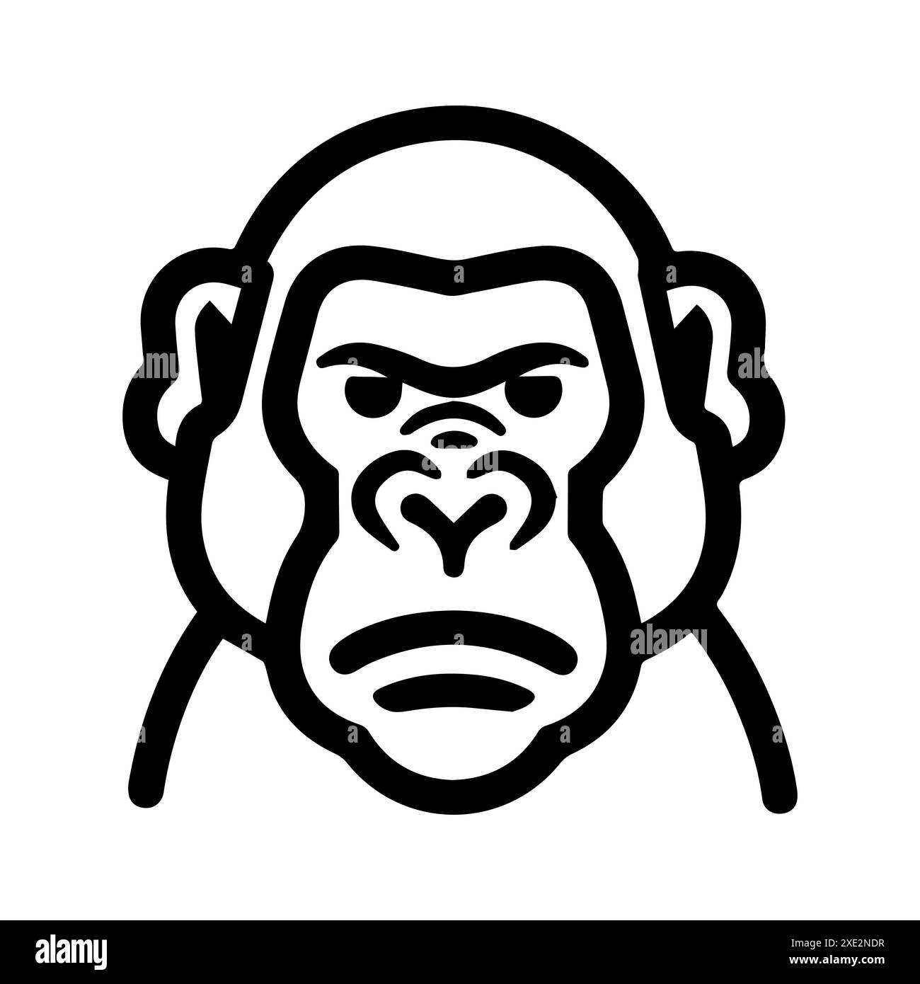 Icône gorille ou symbole de ligne moderne. Dessin au trait vectoriel et conception d'icône avec contour audacieux. Noir et blanc Pixel Perfect symbole minimaliste isolé whit Illustration de Vecteur