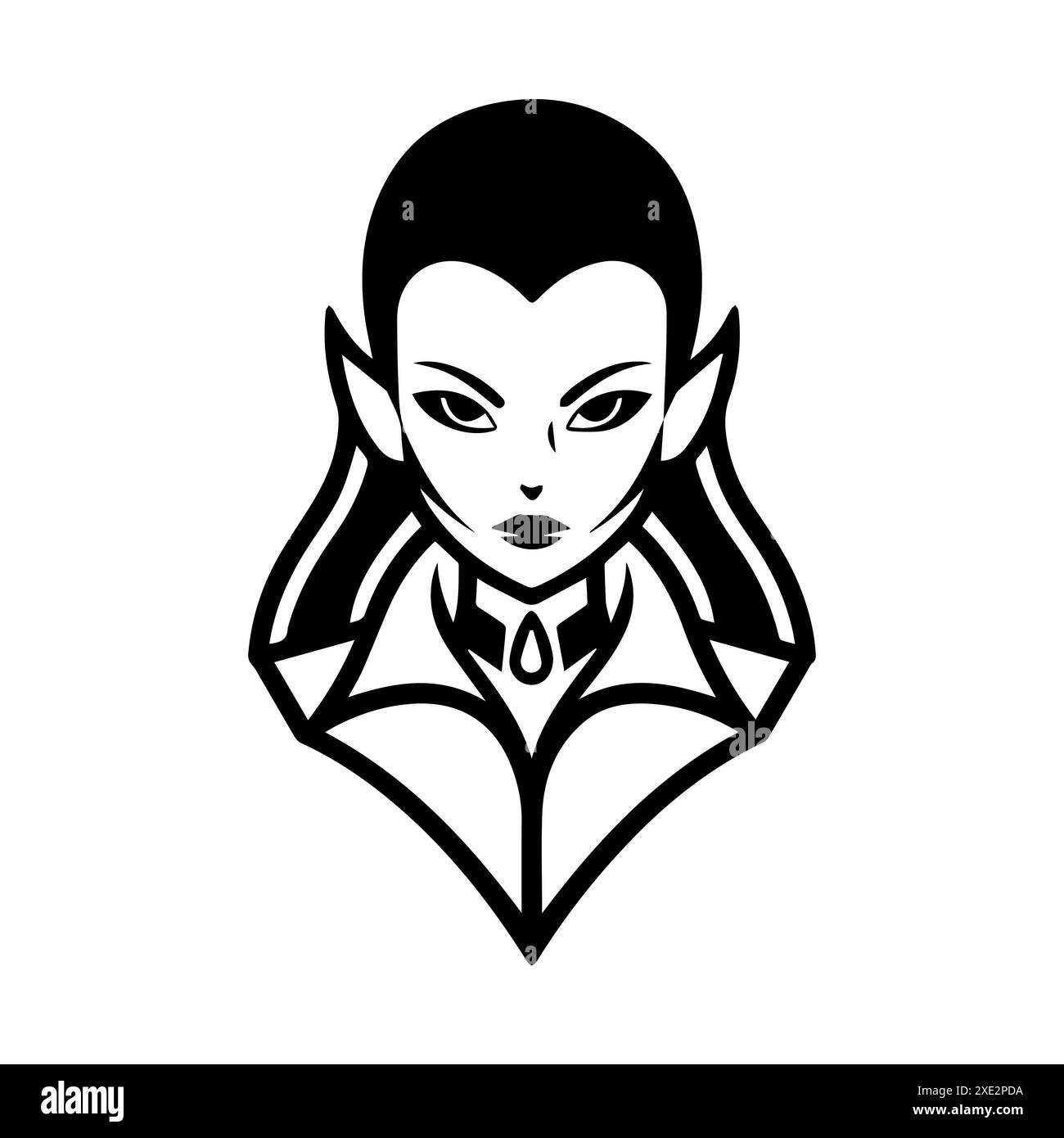 Icône de vampire ou symbole de ligne moderne. Dessin au trait vectoriel et conception d'icône avec contour audacieux. Noir et blanc Pixel Perfect symbole minimaliste isolé whit Illustration de Vecteur