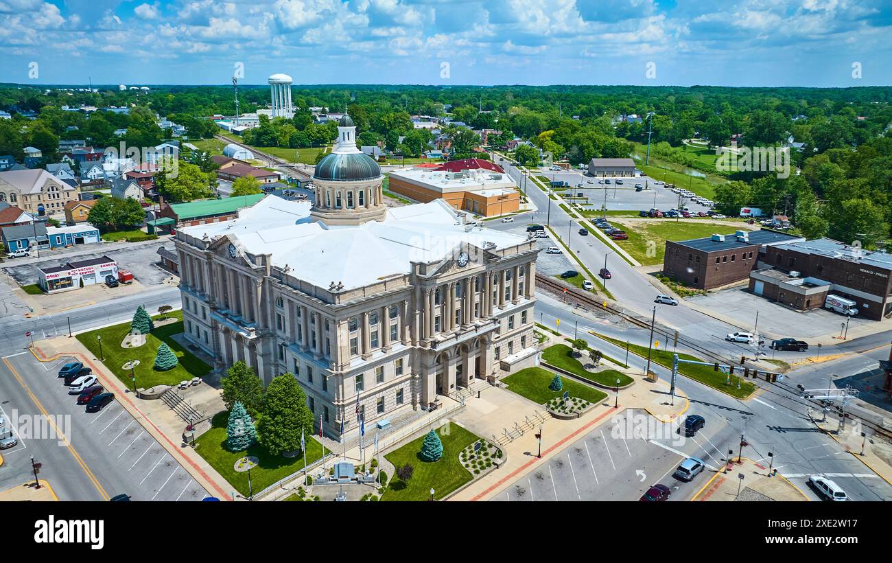 Vue aérienne du palais de justice historique à Huntington Indiana Banque D'Images