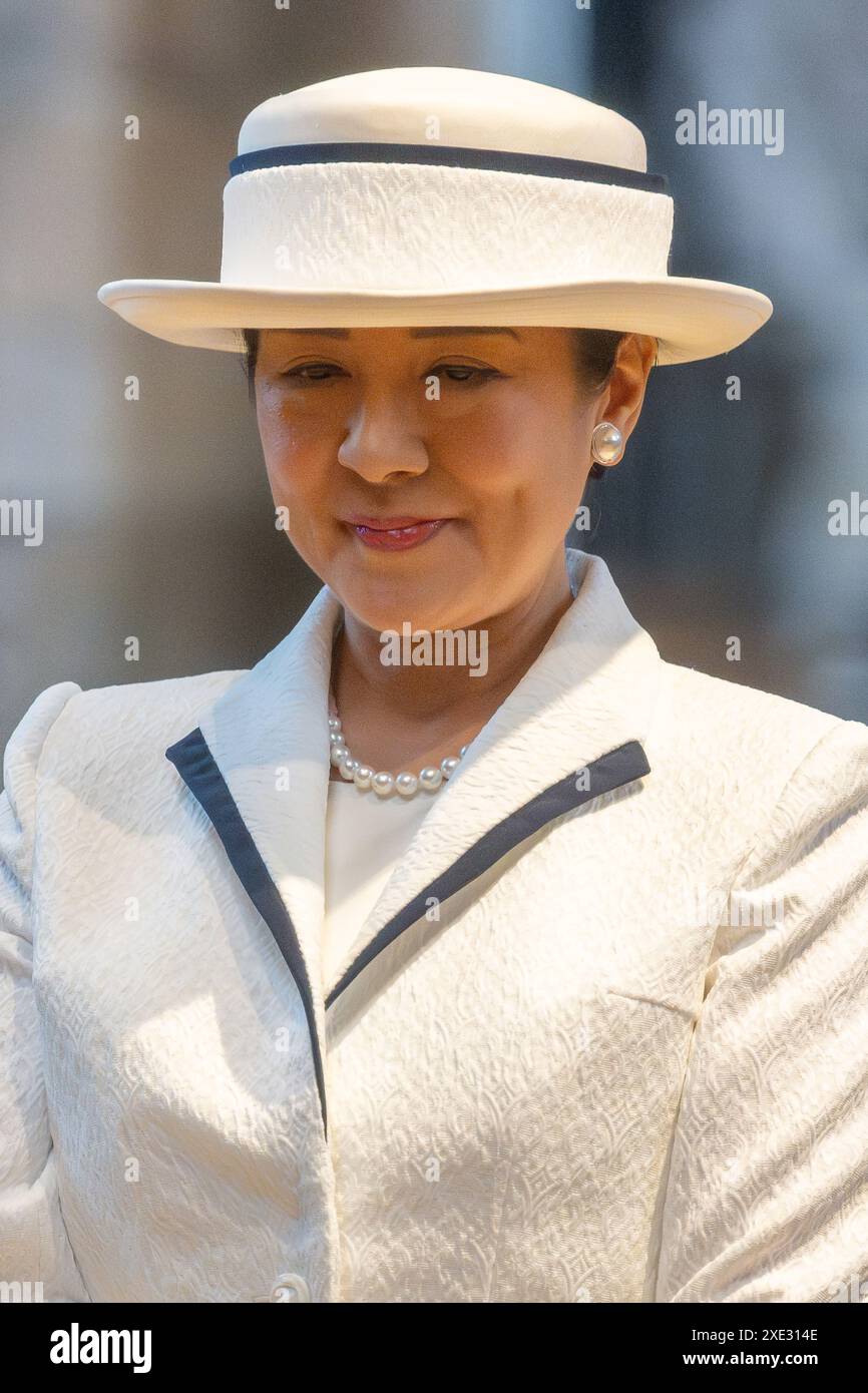 Londres, Royaume-Uni. 25 juin 2024. L'impératrice Masako et l'empereur Naruhito du Japon visitent l'abbaye de Westminster le premier jour d'une visite d'État de trois dates au Royaume-Uni. Londres, Royaume-Uni. 25 juin 2024. A A Gill/Alamy Live News Banque D'Images