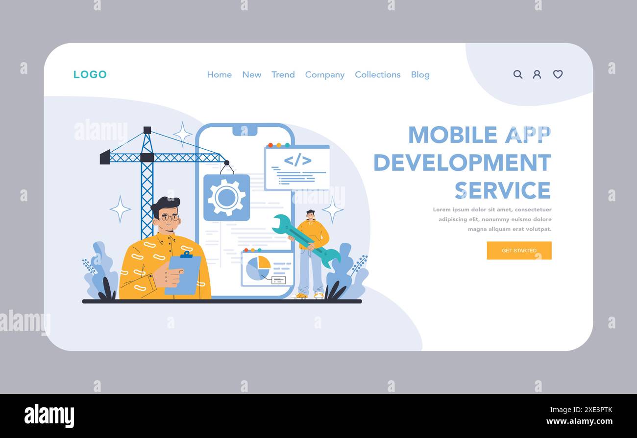 Services Internet Web ou page d'accueil. Service de développement d'applications mobiles. Concevoir des applications mobiles innovantes avec des conceptions et des fonctionnalités centrées sur l'utilisateur. Solutions personnalisées pour diverses plates-formes. Illustration de Vecteur Services Internet Web ou page d'accueil. Service de développement d'applications mobiles. Concevoir des applications mobiles innovantes avec des conceptions et des fonctionnalités centrées sur l'utilisateur. Solutions personnalisées pour diverses plates-formes. Illustration de Vecteur