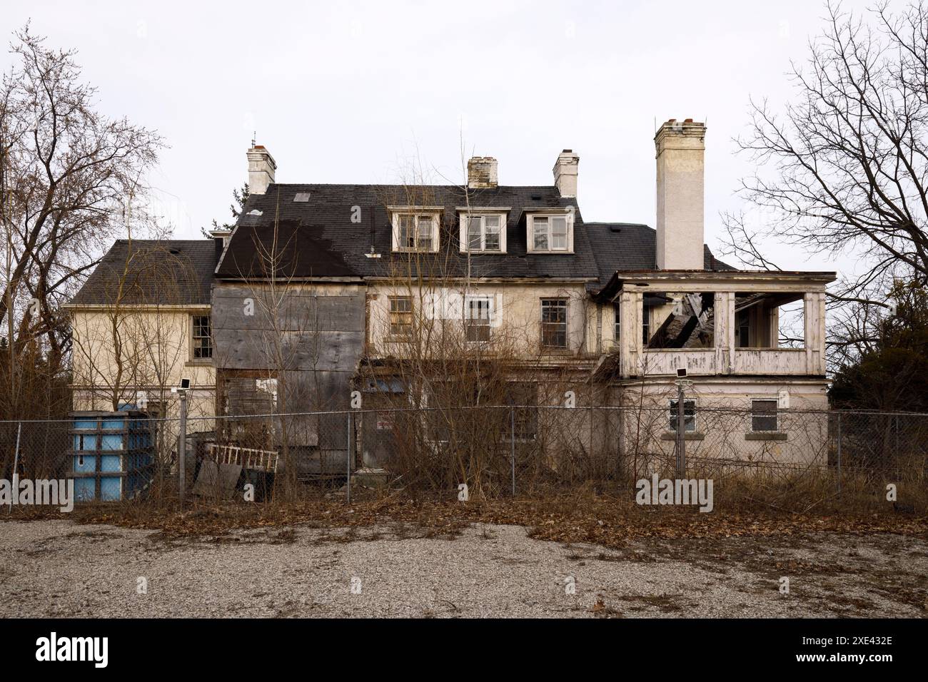 L'arrière de la structure patrimoniale connue sous le nom d'Aughan Glen Hospital anciennement connu sous le nom d'Hôpital privé Vila à Vaughan, Ontario, Canada. Banque D'Images