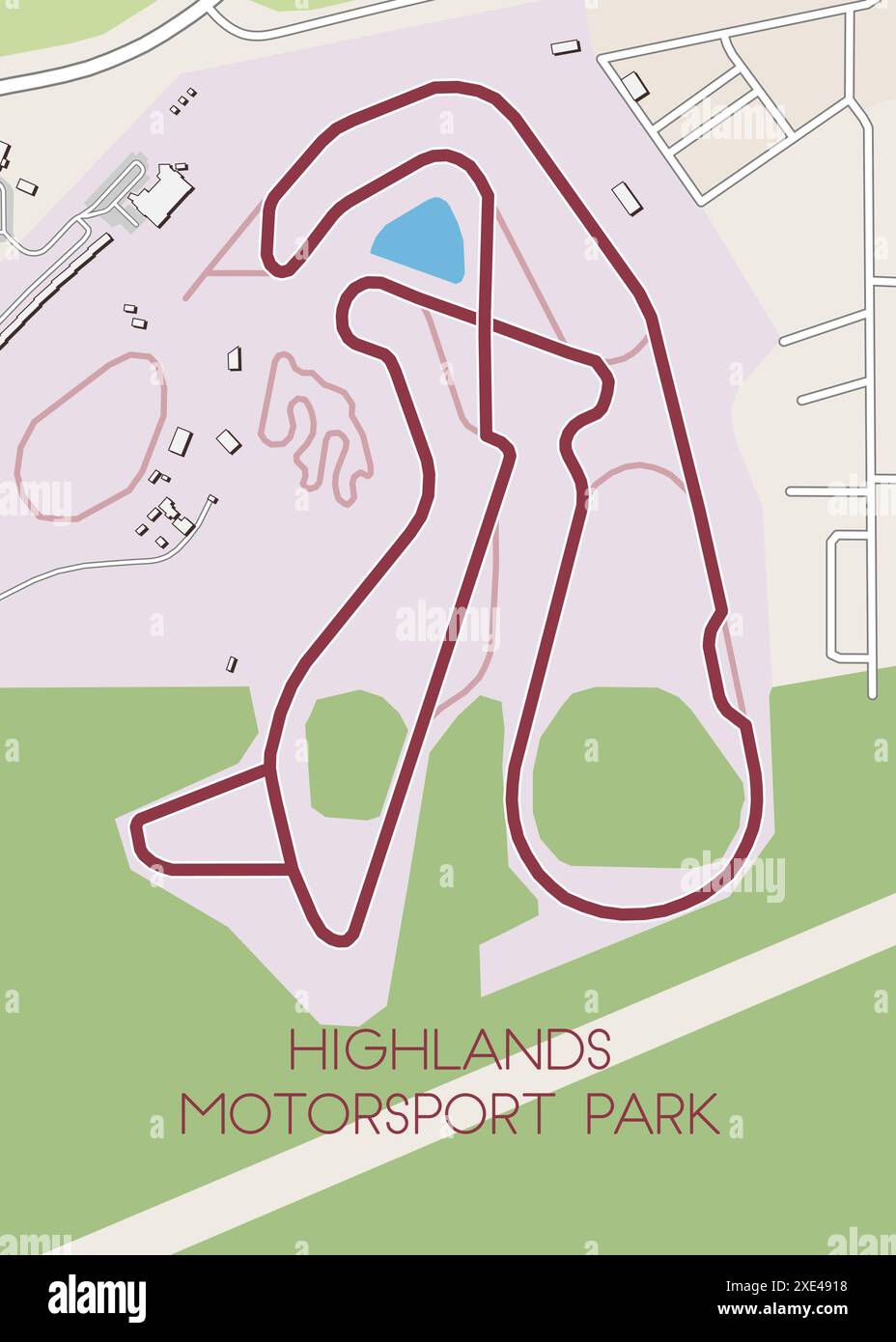 Affiche de la carte de l'hippodrome Highlands Motorsport Park, Nouvelle-Zélande Illustration de Vecteur