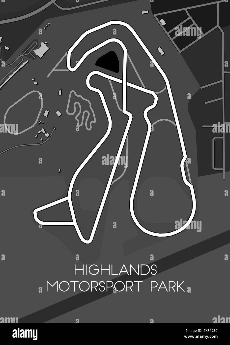 Affiche de la carte de l'hippodrome Highlands Motorsport Park, Nouvelle-Zélande Illustration de Vecteur