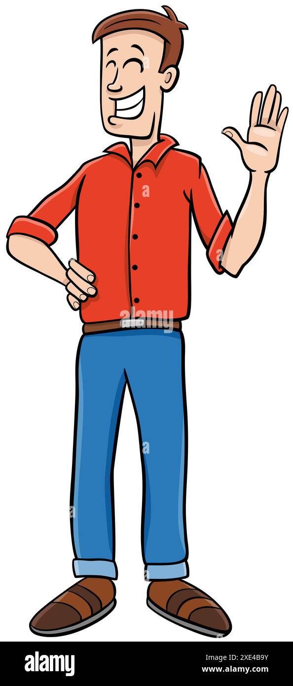 Heureux dessin animé jeune homme ou personnage comique Guy Banque D'Images
