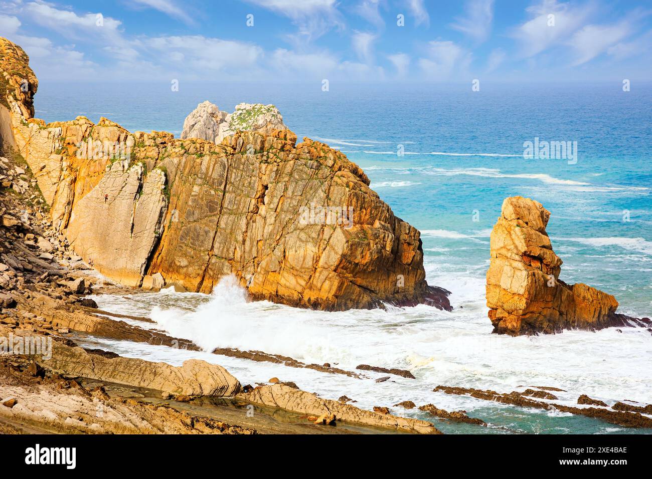 Cantabrie. Plage Playa de la Arnia. Banque D'Images