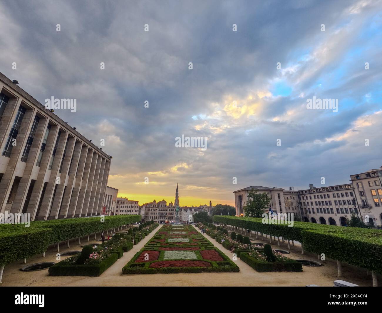 Crépuscule au Mont des Arts, Bruxelles Banque D'Images