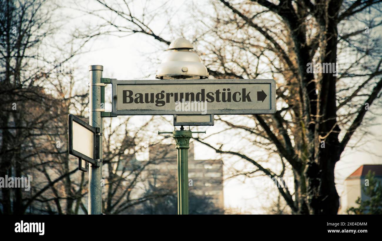 Panneaux la voie directe à construire parcelle Banque D'Images