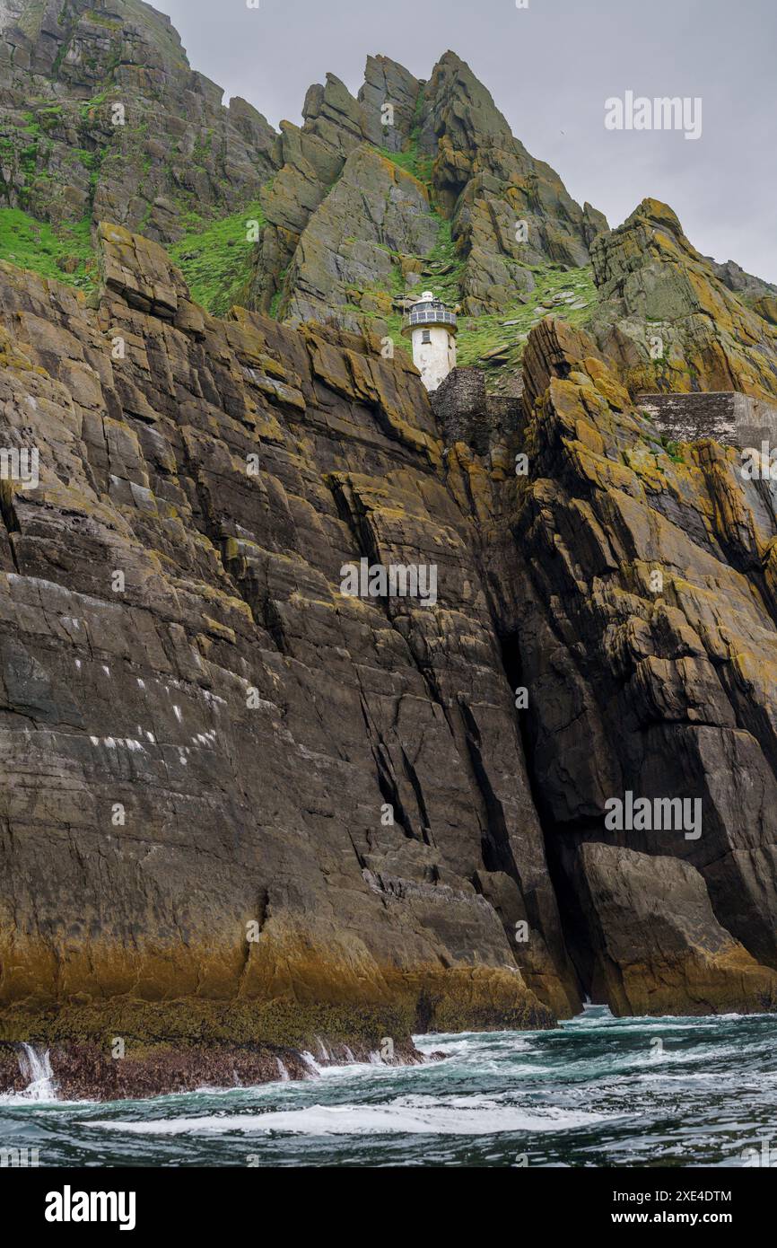 Phare inférieur Skellig Michael Banque D'Images