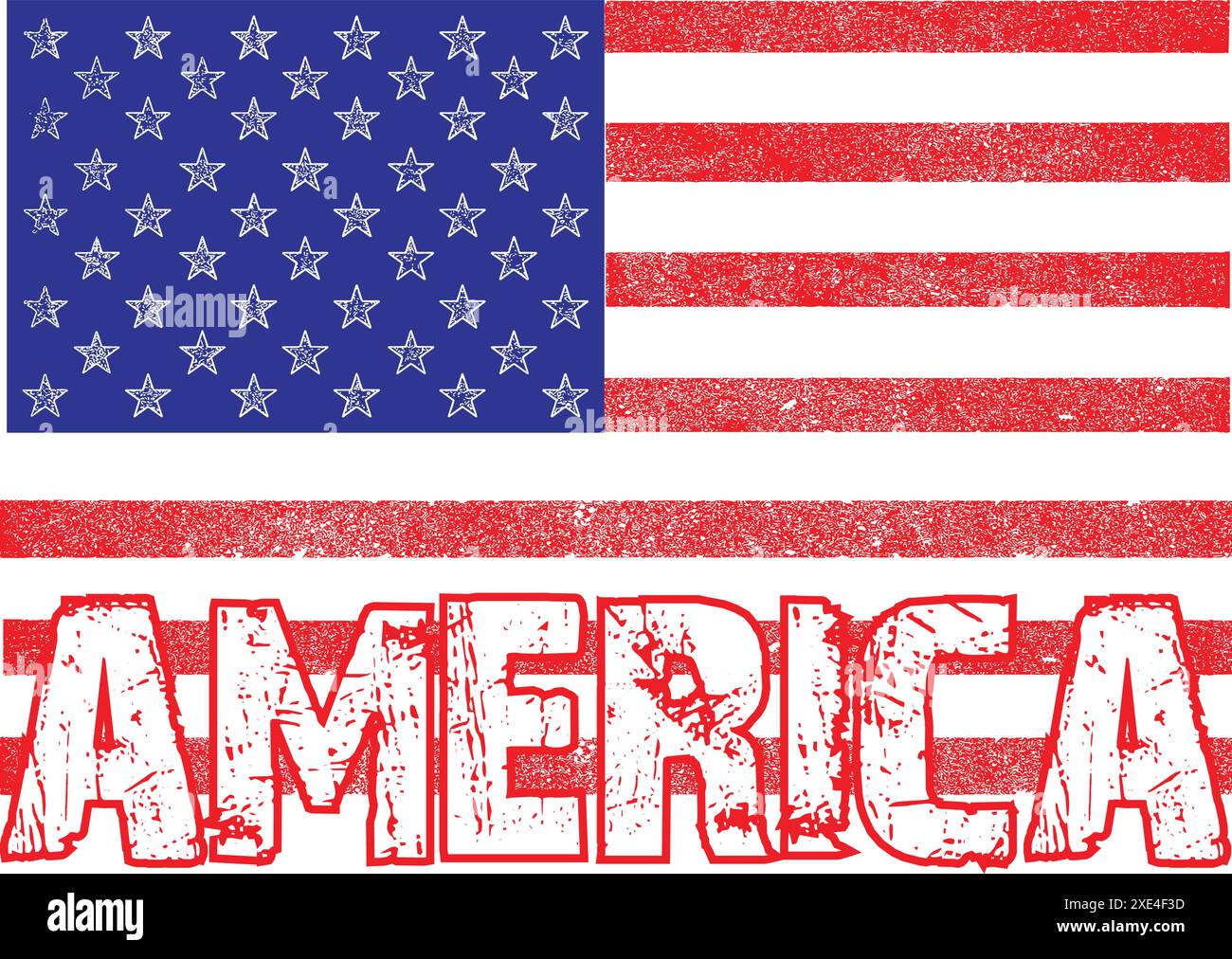 Grunge drapeau USA avec dire Amérique Illustration de Vecteur