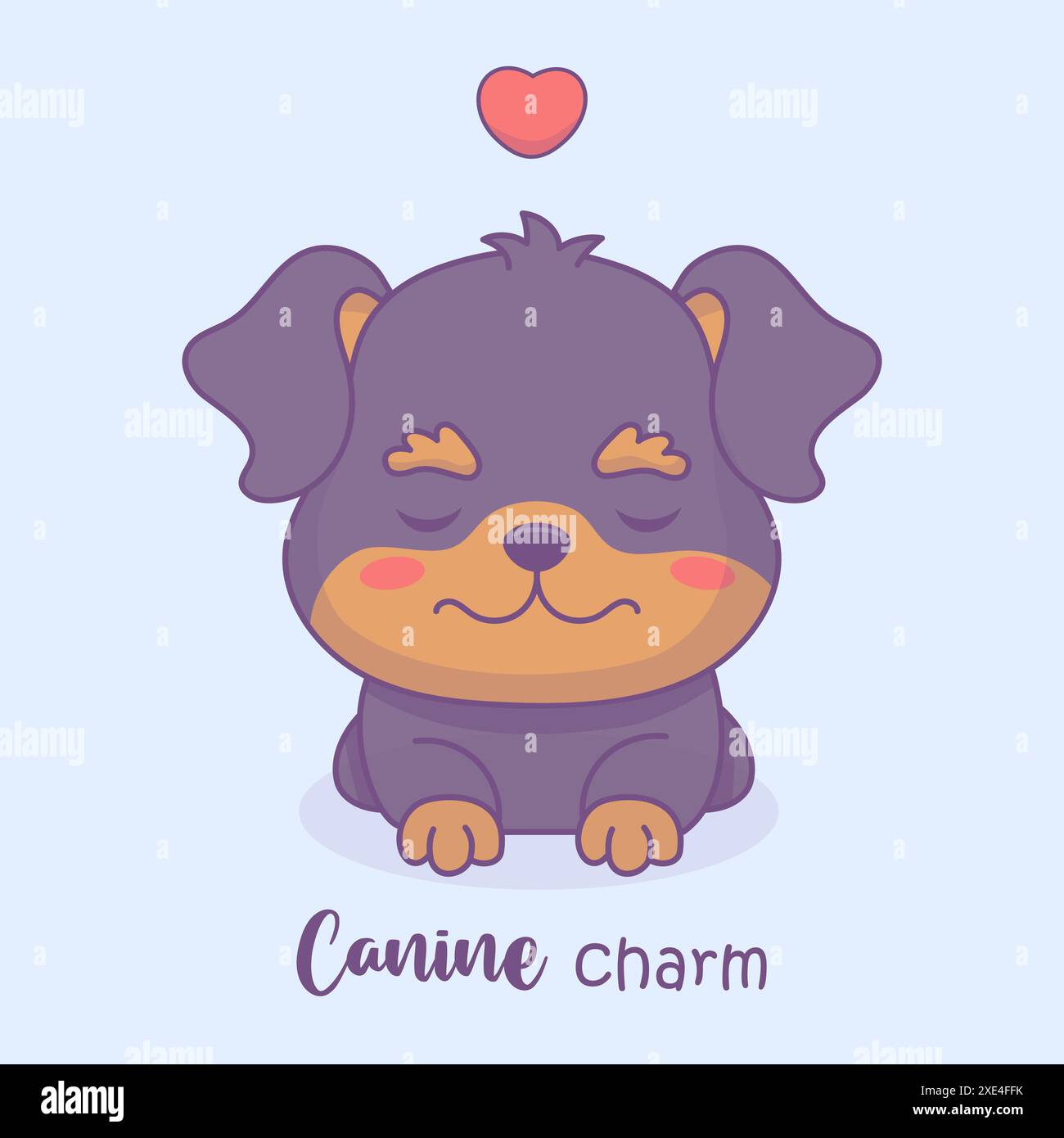Chien drôle. Rottweiler endormi chiot kawaii animal de bande dessinée. Illustration vectorielle. Collection enfants Illustration de Vecteur