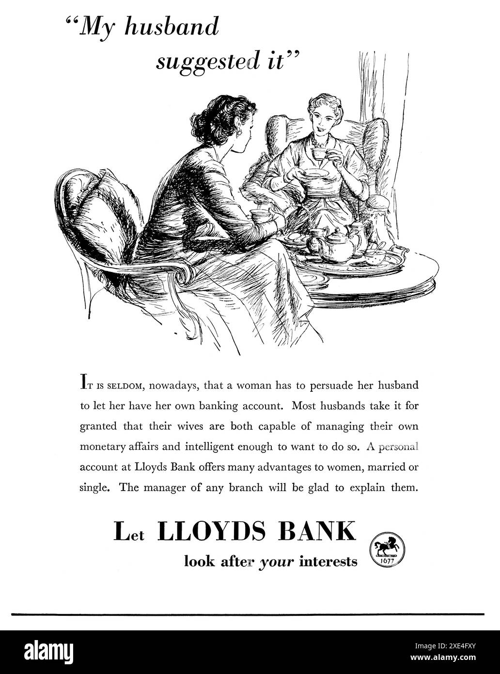 1950 publicité britannique pour Lloyds Bank. Banque D'Images