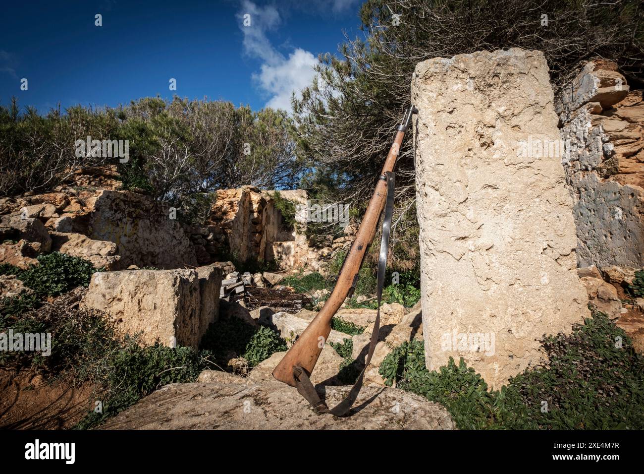 Fusil de la guerre civile espagnole à Ca s Amitger de Punta de Amer Banque D'Images