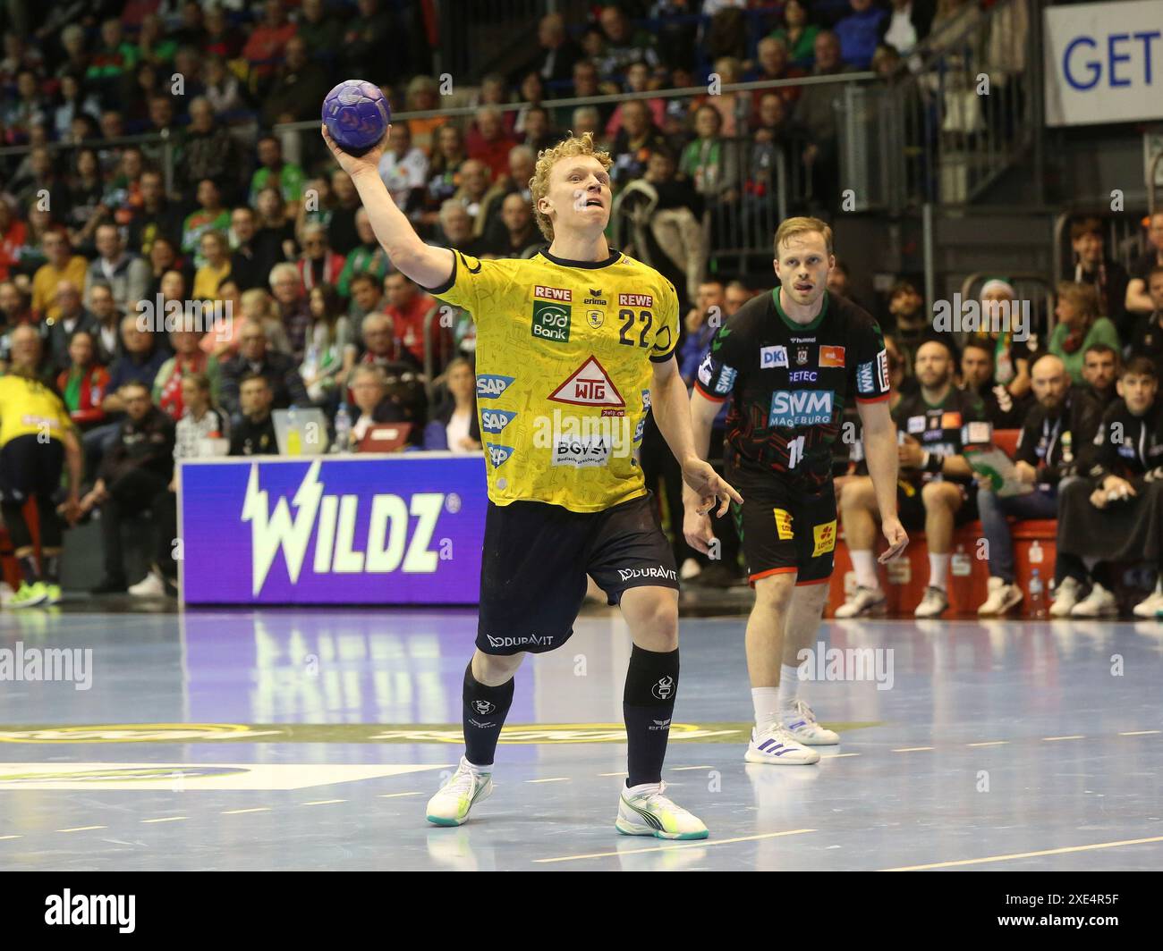 Gustav Davidsson (RNL) Handball Bundesliga saison 2023-2024 SC Magdeburg - Rhein Neckar LÃ¶Wen à Magdeburg sur 16.12.2023 Banque D'Images