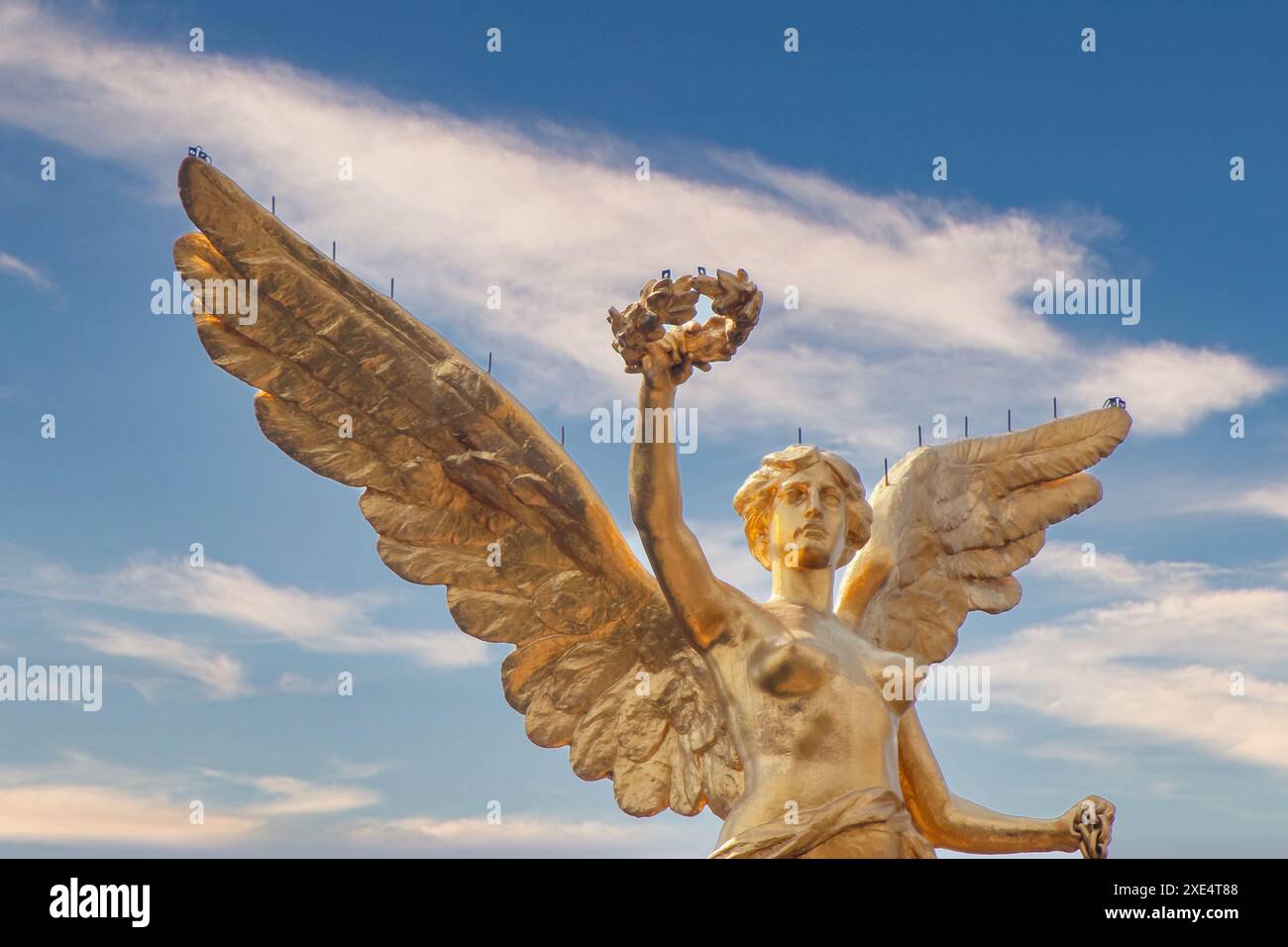 Mexico, Mexique. 29 janvier 2024. Un gros plan sur l'Ange de l'indépendance une colonne de victoire sur un rond-point sur l'artère principale Banque D'Images