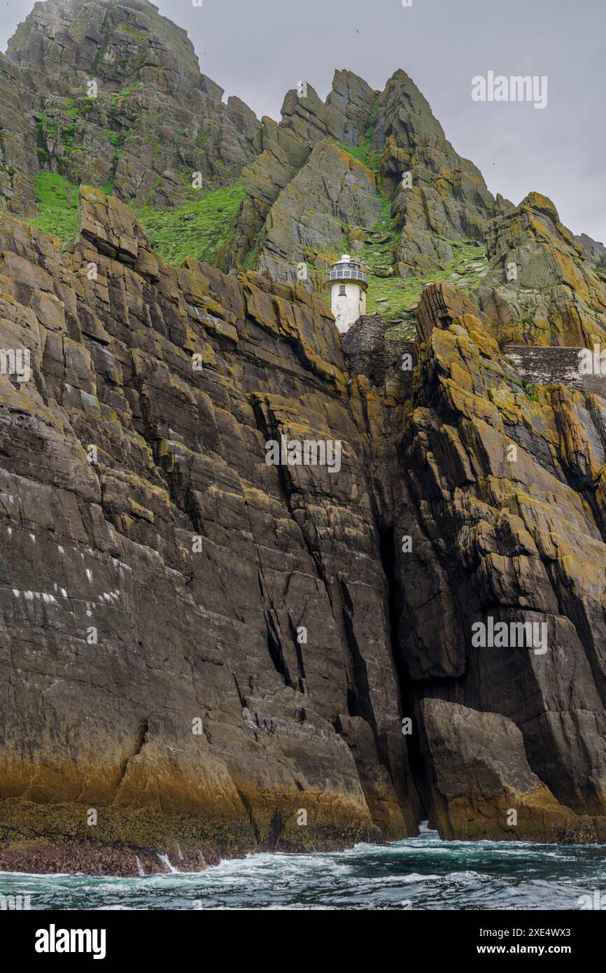 Phare inférieur Skellig Michael Banque D'Images
