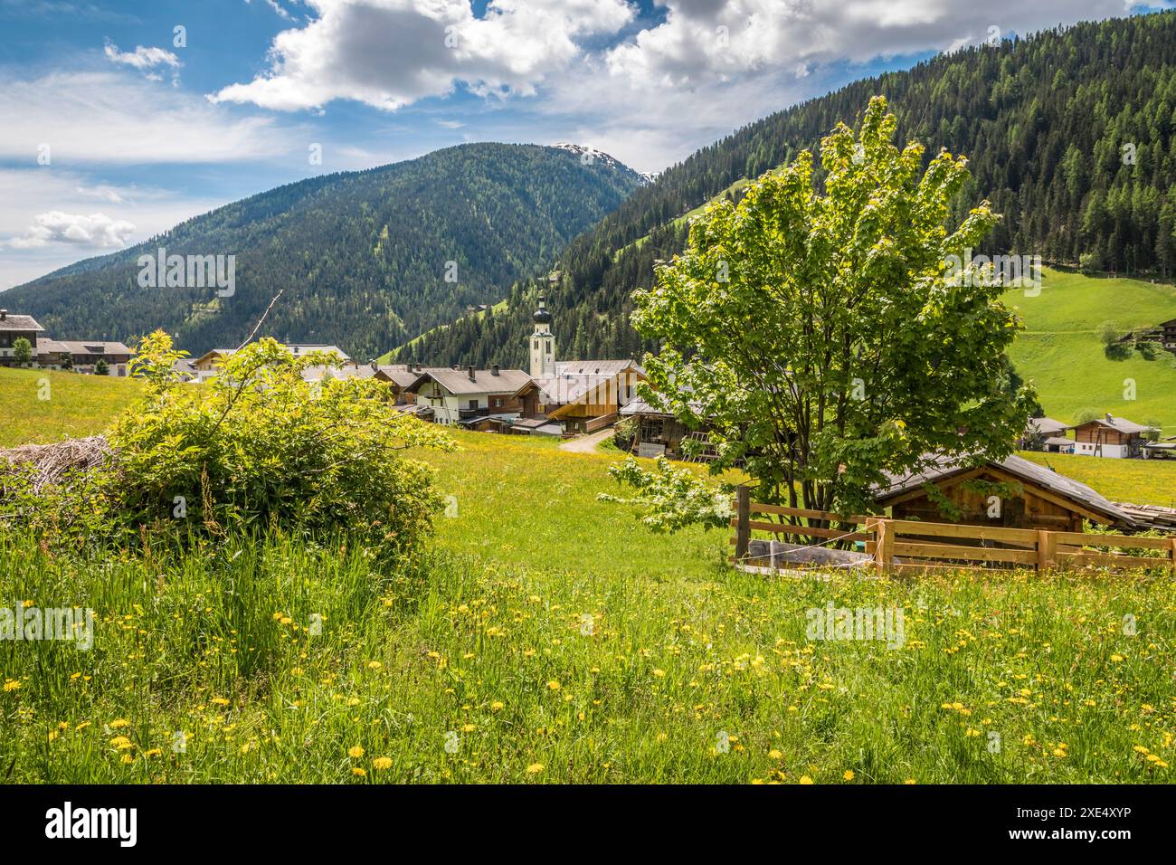 Géographie / voyage, Autriche, Prairie d'été avec vue sur le village d'Innervillgraten à Villgratental, DROITS-AUTORISATION-SUPPLÉMENTAIRES-INFO-NON-DISPONIBLE Banque D'Images