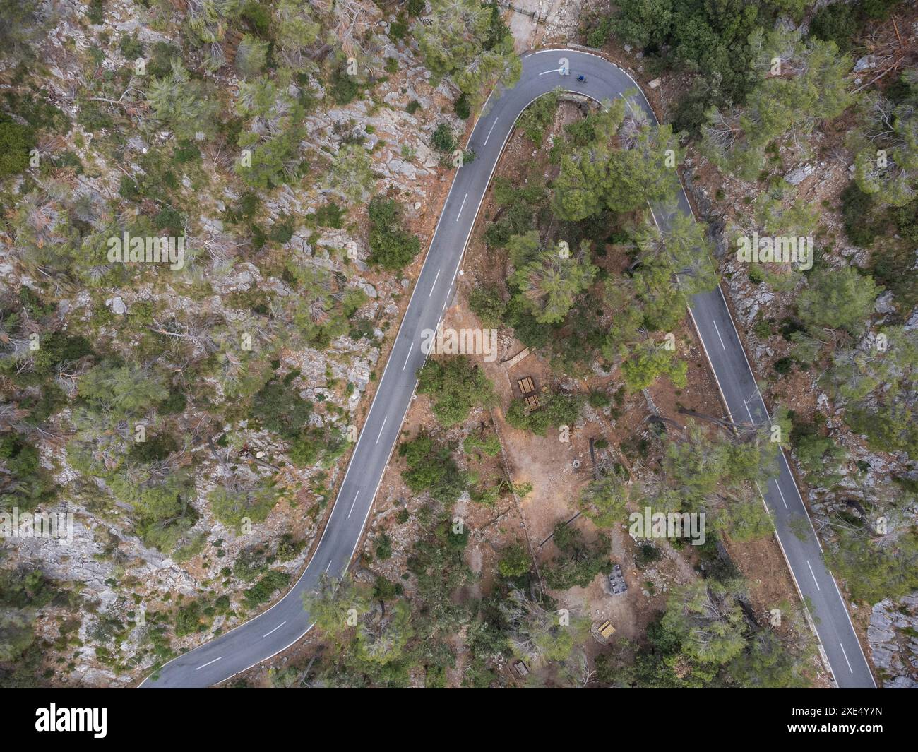 Cyclistes montant la route de lluc Banque D'Images