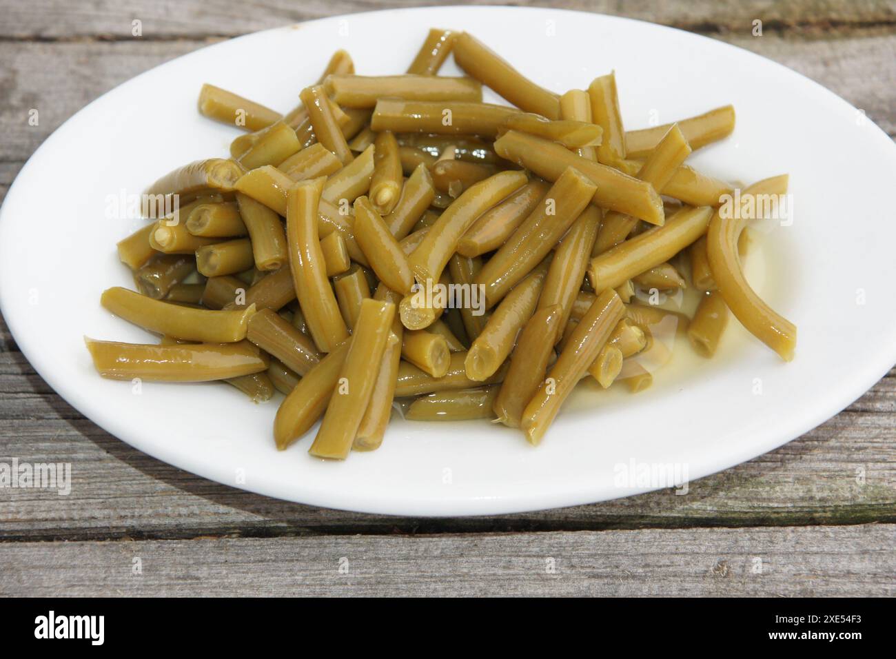 Phaseolus vulgaris, haricots verts en conserve Banque D'Images