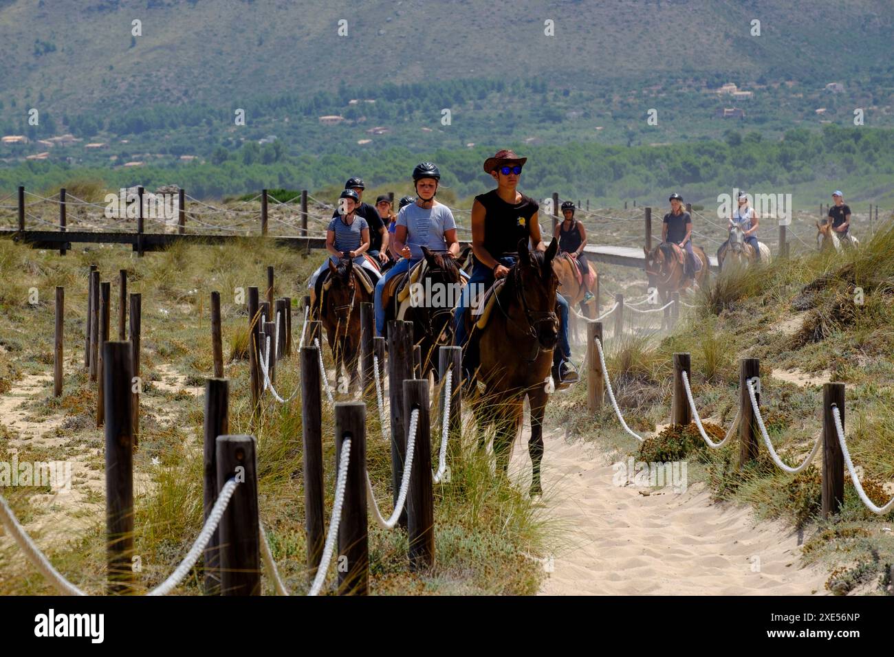 Escursion a caballo por las dunas Banque D'Images