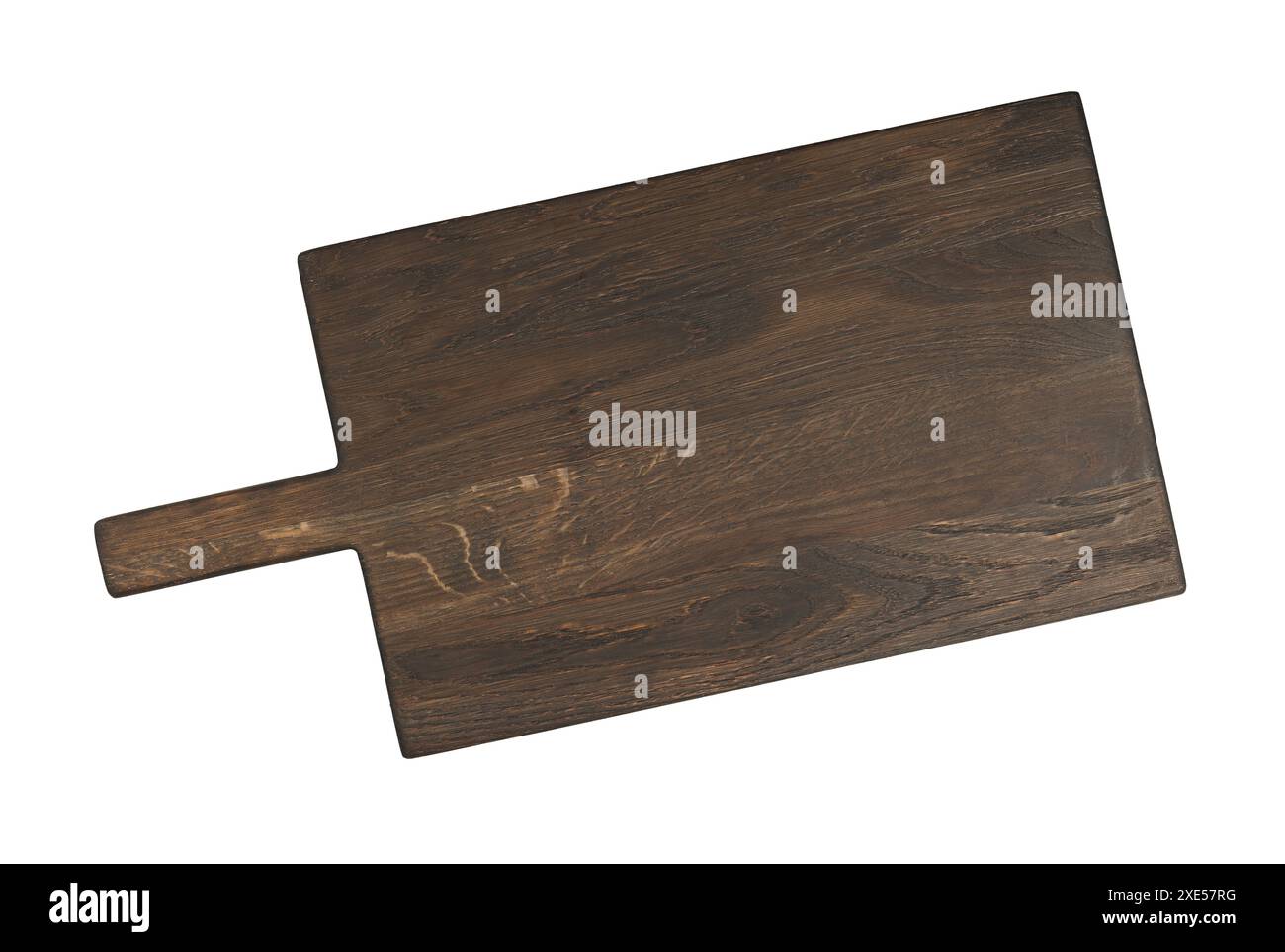 Planche à découper en bois brun foncé isolé sur blanc Banque D'Images