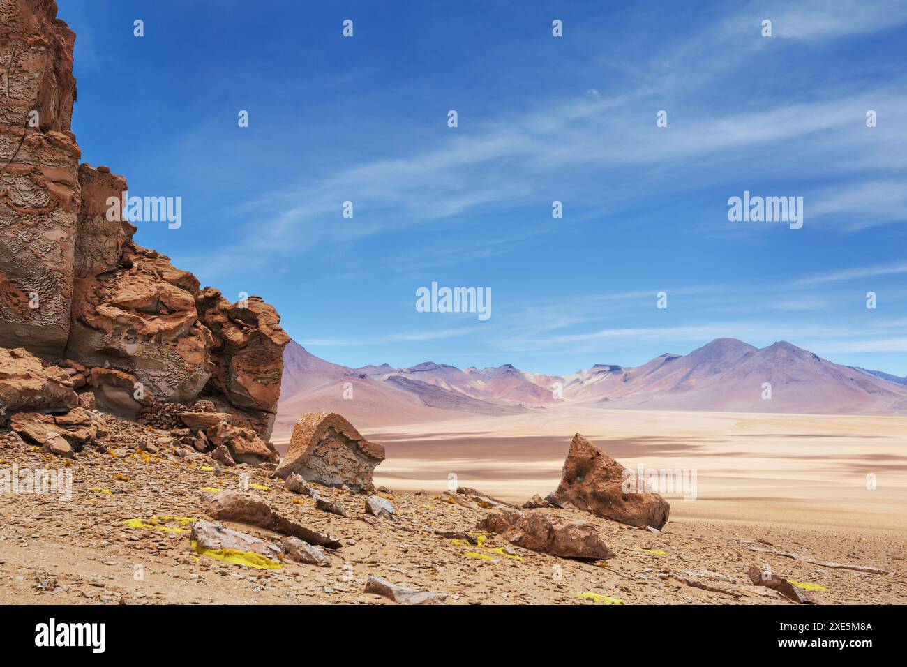 Desierto de Salvador DalÃ­ est un désert pierreux au milieu du parc national de faune andine Eduardo Avaroa en Bolivie Banque D'Images