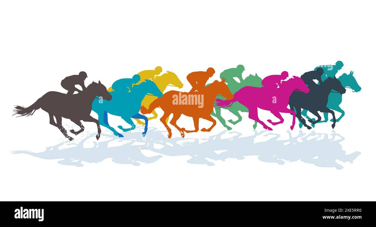 Gallop Horse Racing isolé - illustration Banque D'Images