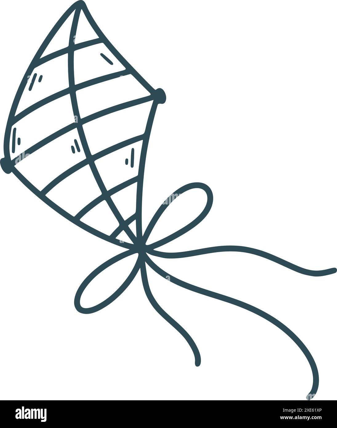 Illustration dessinée à la main par cerf-volant rayé. Plaisir des enfants pour se lancer dans les airs, griffonner le style. Jouet volant, graphiques vectoriels Illustration de Vecteur