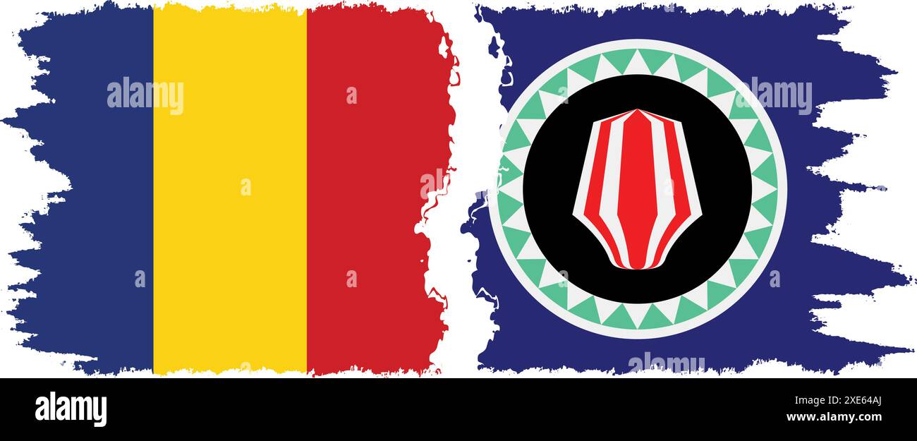 Bougainville et Roumanie grunge drapeaux connexion, vecteur Illustration de Vecteur