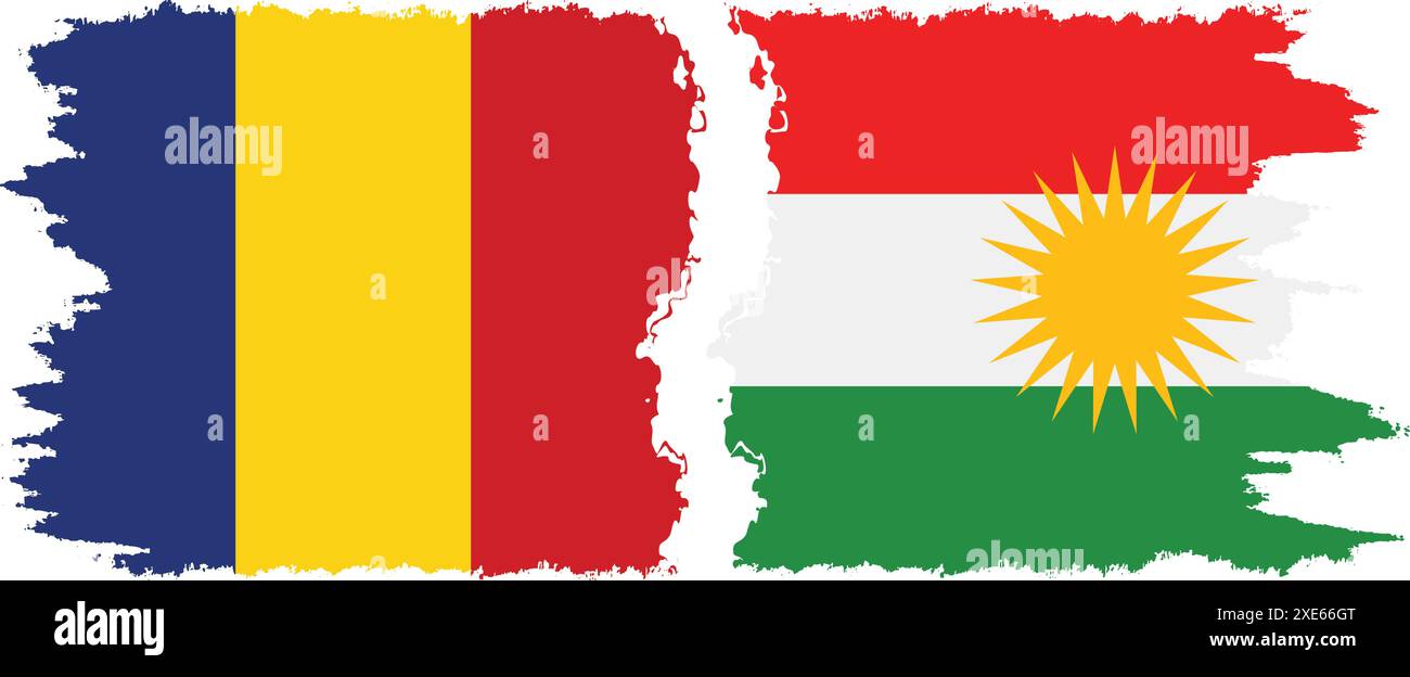 Kurdistan et Roumanie grunge drapeaux connexion, vecteur Illustration de Vecteur