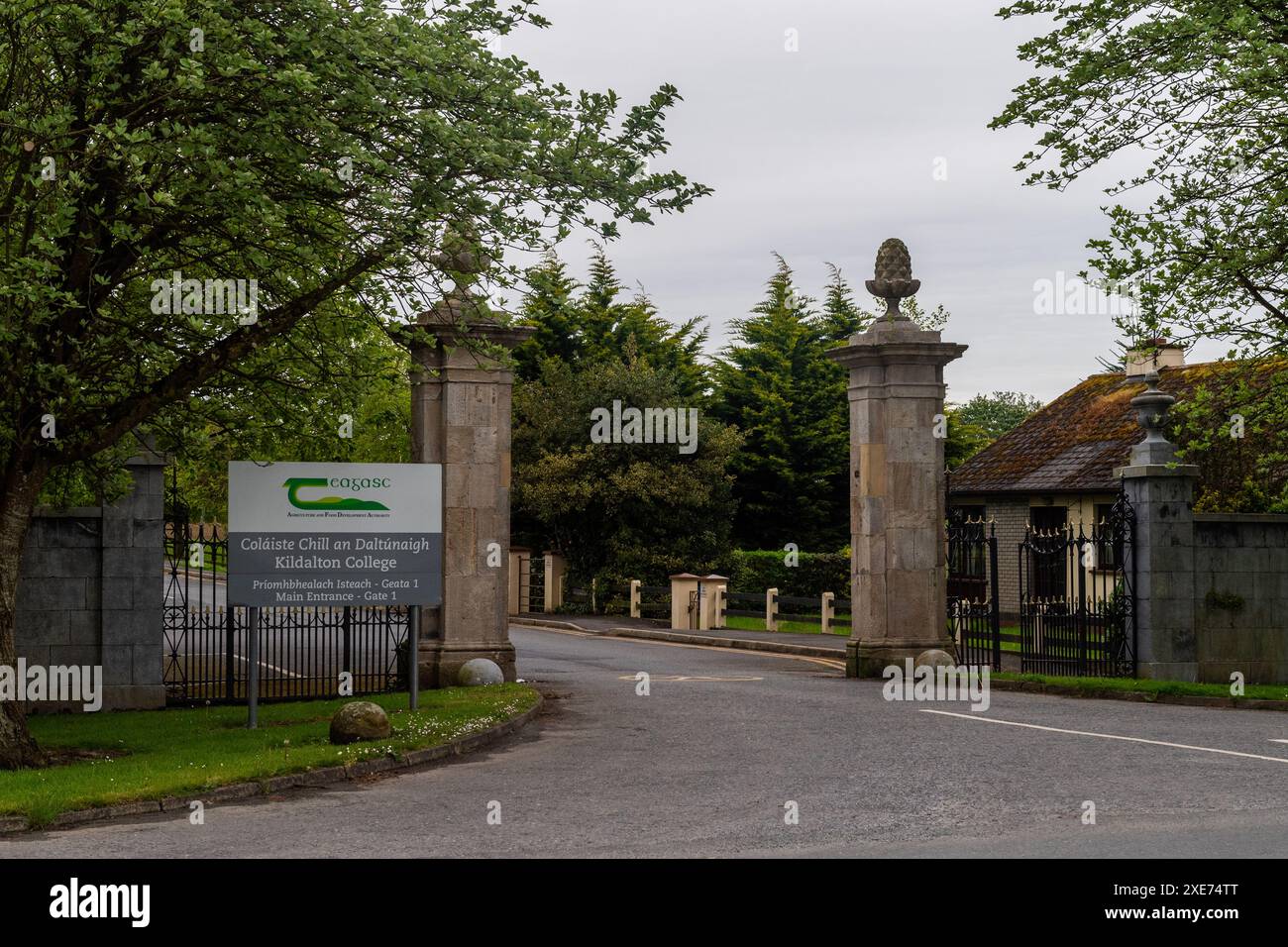 Porte d'entrée du Teagasc Kildalton Agricultural College. Banque D'Images