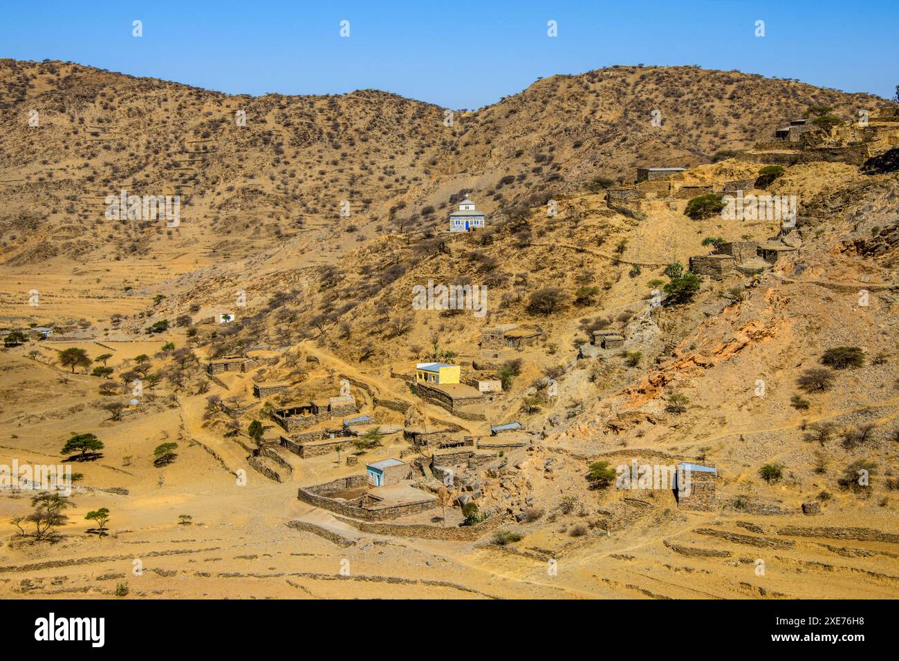 Paysage de montagne le long de la route d'Asmara à Qohaito, Erythrée, Afrique Banque D'Images