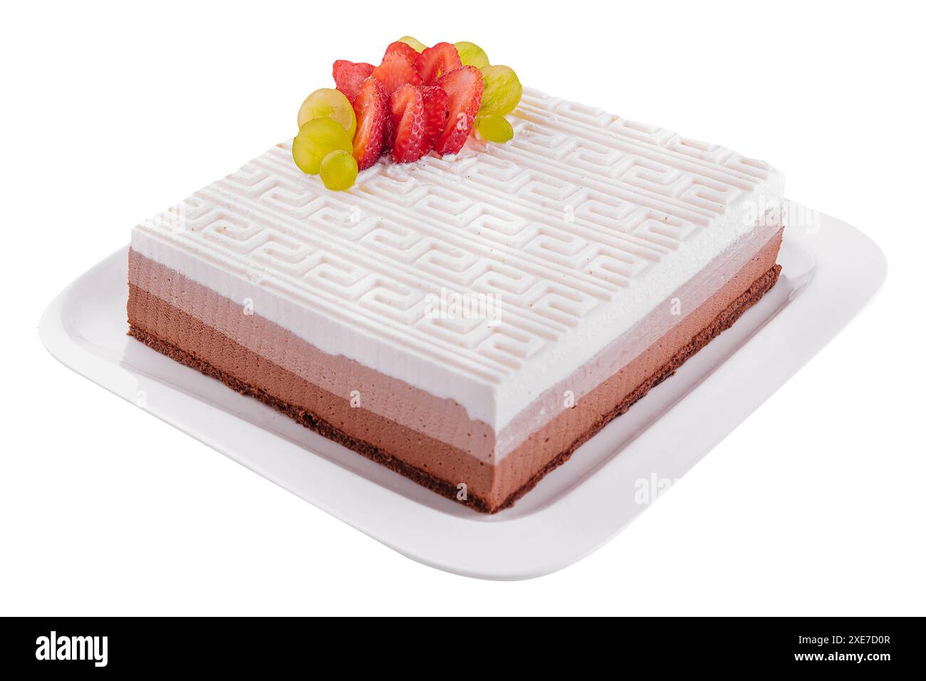 Trois gâteaux de mousse au chocolat à la fraise Banque D'Images
