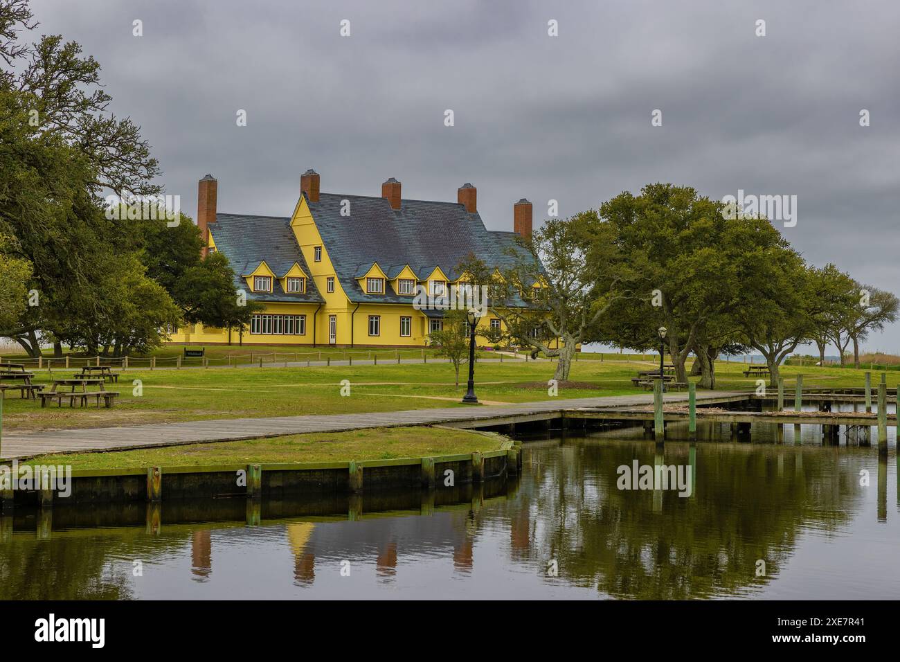 Corolla, Outer Banks, Caroline du Nord, États-Unis - 17 avril 2024 : la maison Whalehead a ouvert ses portes comme retraite de chasse en 1925. Banque D'Images