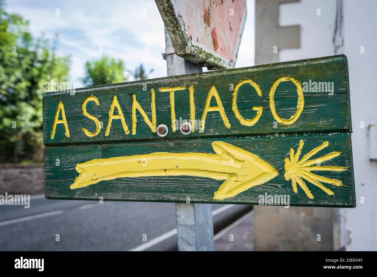 Panneau indicateur Camino de Santiago Banque D'Images