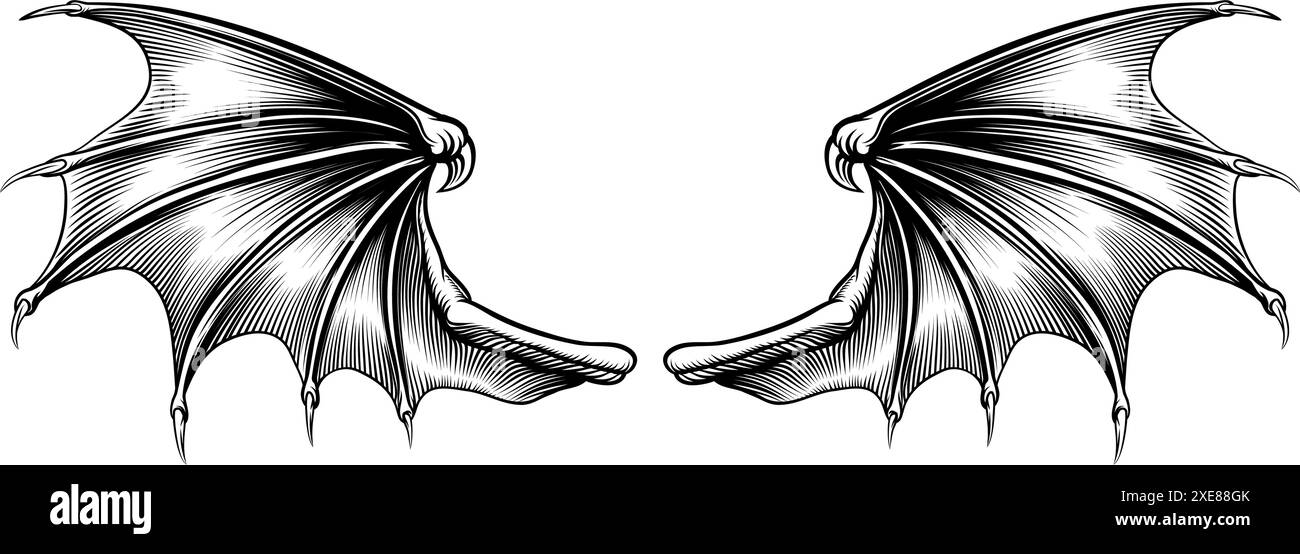 Dessin des ailes de démon de Vampire Dragon Devil Illustration de Vecteur