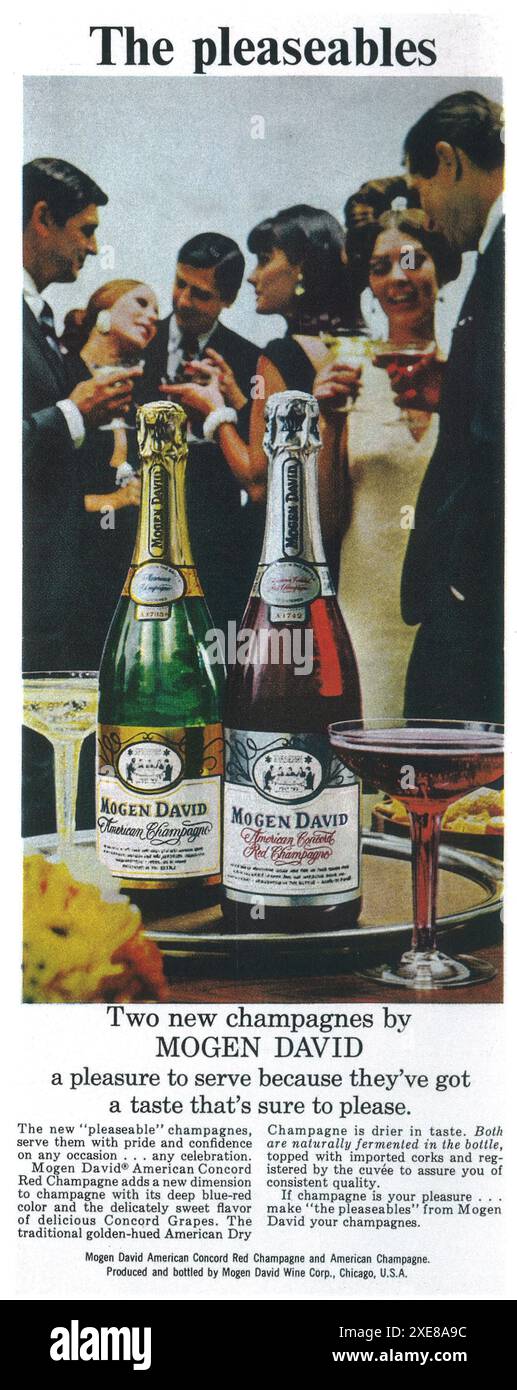1967 annonce Champagnes Mogen David Banque D'Images