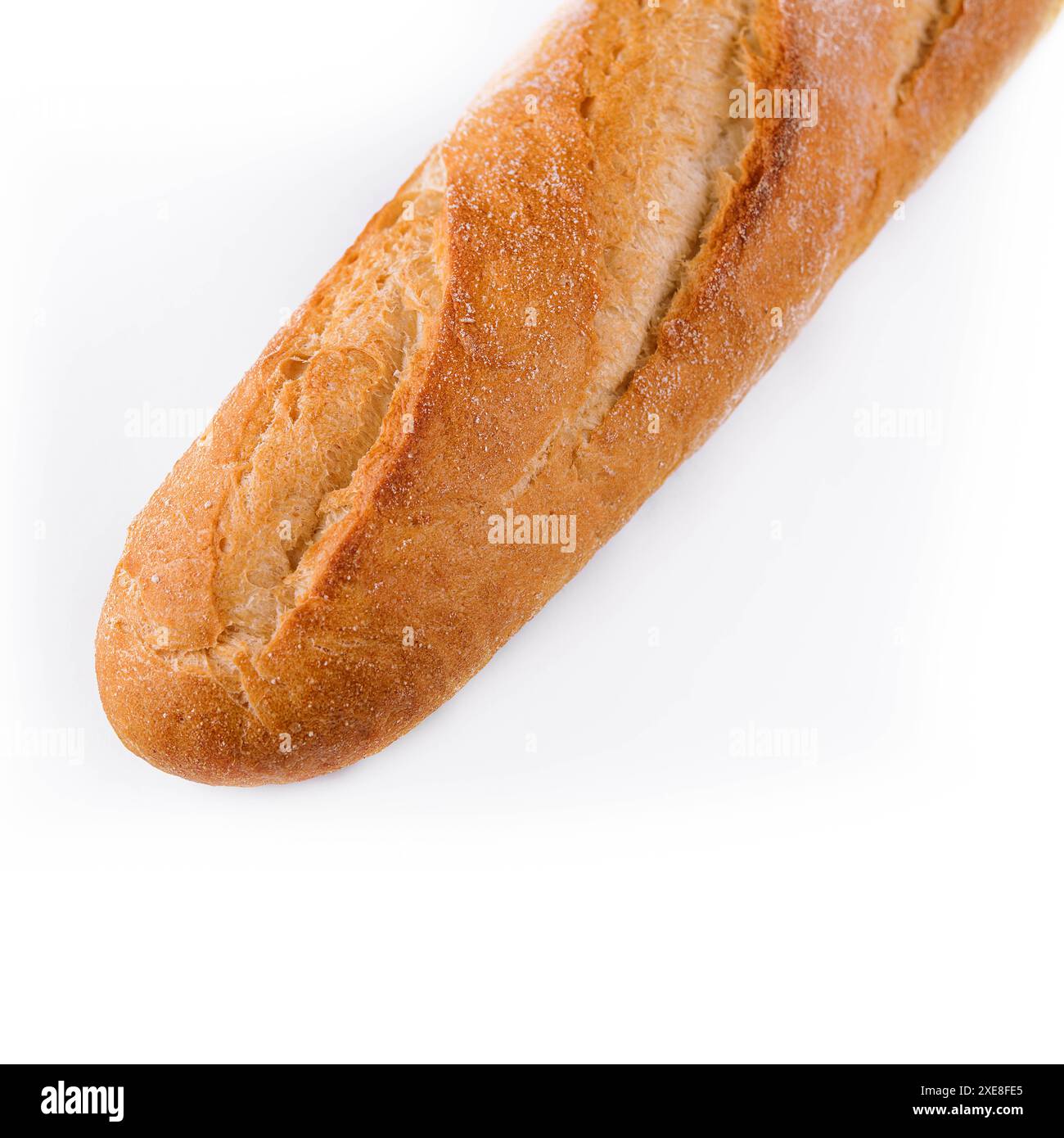 Baguette long pain français isolé sur blanc Banque D'Images