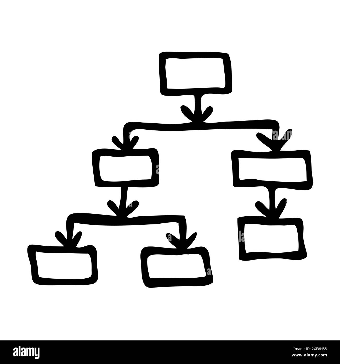 Schéma de l'arbre Doodle dessiné à la main avec une ligne noire Illustration de Vecteur