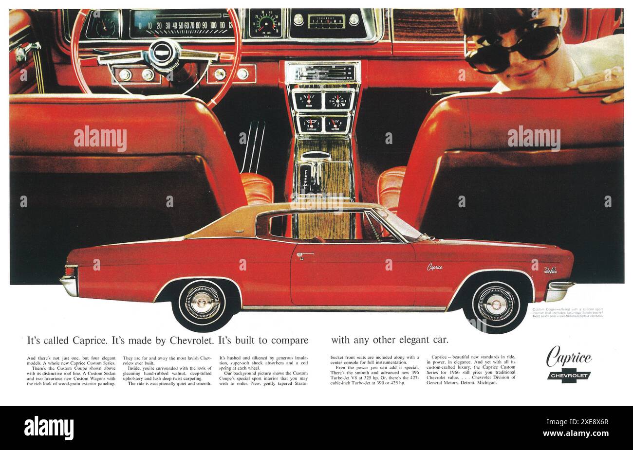 Publicité sur la Caprice 1966 de Chevrolet Banque D'Images