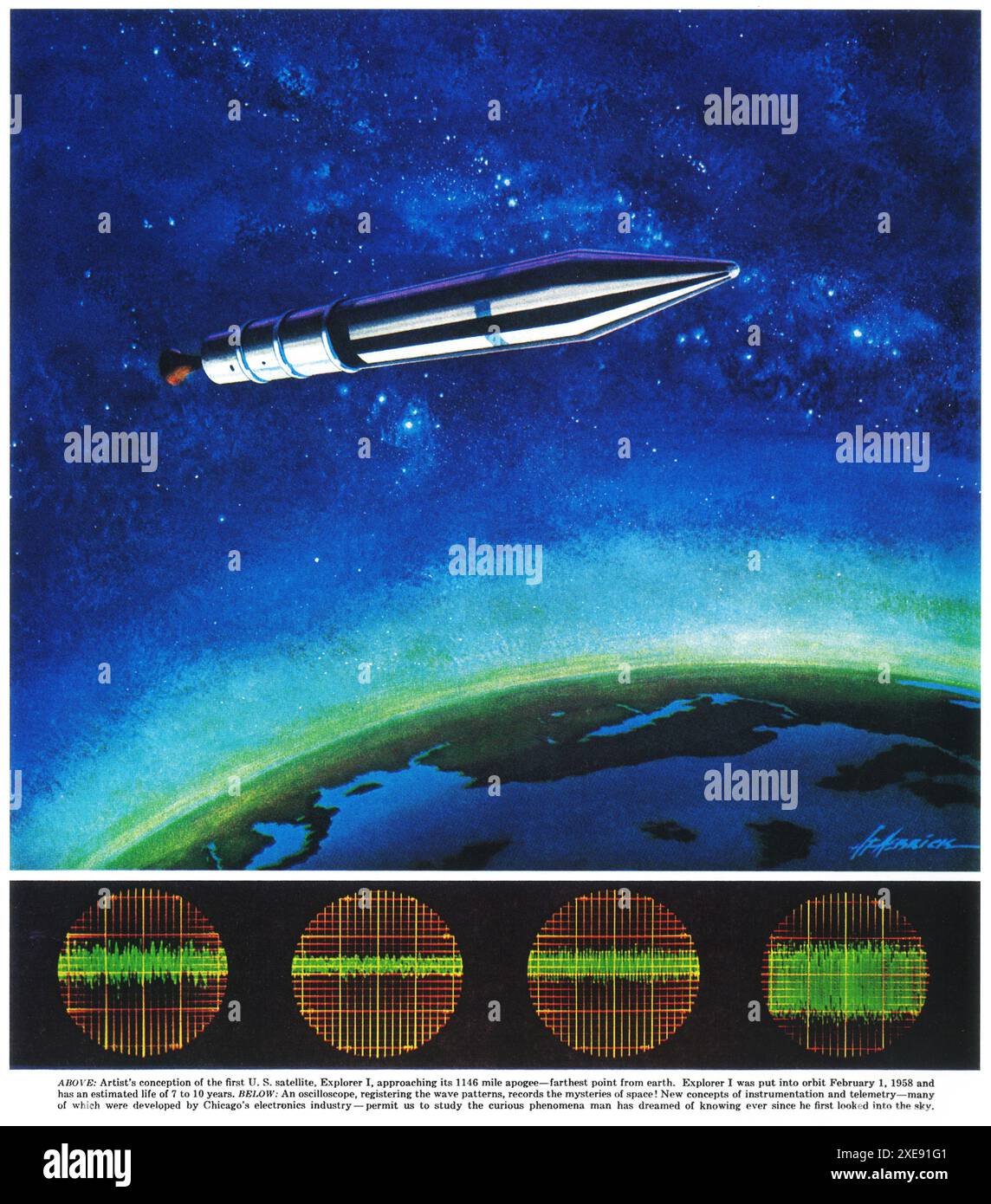 1964 U.S. satellite Explorer 1 la première publicité satellite américaine Banque D'Images