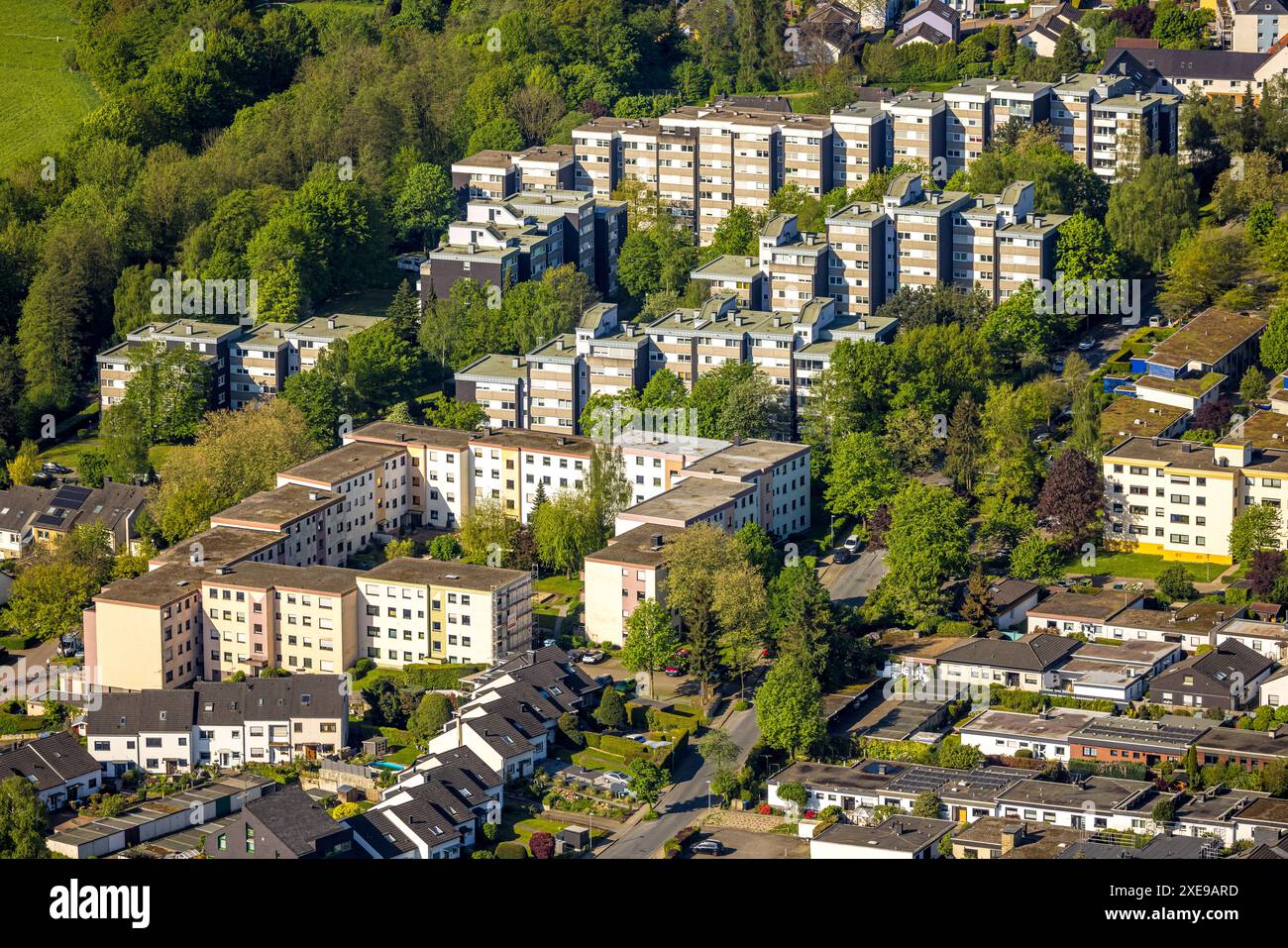 Vue aérienne, gratte-ciel Rostesiepen, Westende, Herdecke, région de la Ruhr, Rhénanie-du-Nord-Westphalie, Allemagne, photo aérienne, immeubles de grande hauteur, Banque D'Images